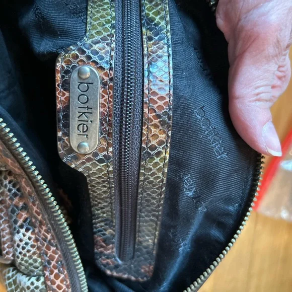 Botkier Green and Brown Satchel with Exotic Snakeskin Pattern - Picture 12 of 16